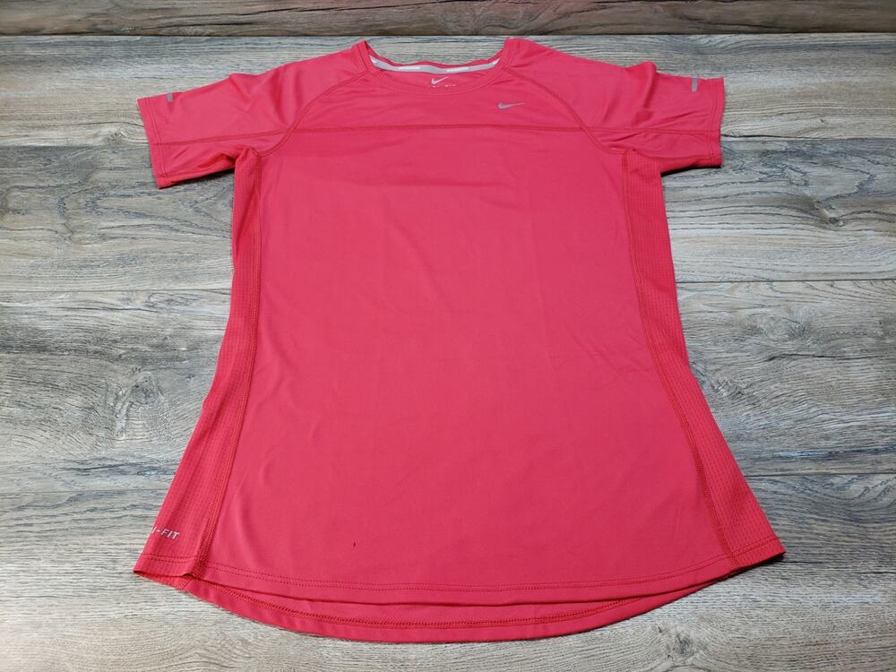 Nike Dri-FIT Women's Medium Red Coral Running Athletic Shirt Reflective
